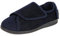 HomeTop Men's Corduroy Slippers Comfy Adjustable Hook and Loop Memory Foam Wide Indoor House Shoes for Diabetic Swollen Feet Navy, 11 UK