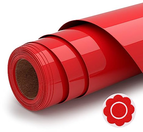 Ryebme Plotterfolie Textil Rot, 3D Puff Vinylfolie Plotter 10 x 6FT Flexfolie Plotter Textil für Diy T-Shirt, Einfach Zu Schneiden für Stoff Zum Aufbügeln