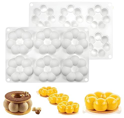 FNSK 2-teiliges Kreatives Silikonform-Set, Bezaubernde Form Mit Blumenmustern Und 6 Mulden, Sanftes Organisches Material, Einfache Entformung, Staubdichte Form, Entzückendes Geschenk