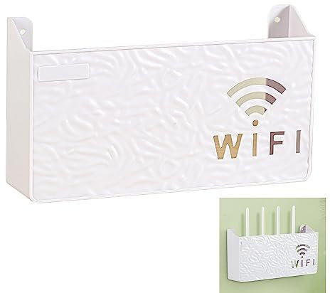 PPGE HOME Caja de almacenamiento para router de pared, caja wifi, caja ocultar router wifi cable ocultar, organizador de pared, estante flotante para router, estante para router, etc