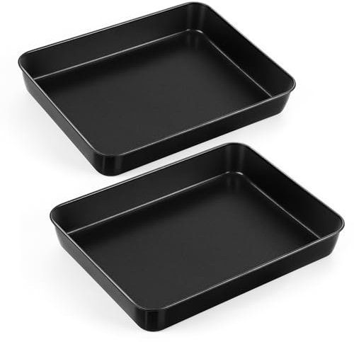 HaWare Antihaft Backblech, Edelstahl Auflaufform Tiefes Ofenblech 2er Set, Rechteckiges Kuchenform Backform für Brownies/Lasagne/Auflauf, 31,6 x 24,6 x 5 cm, Rostfrei & Schwerlast, Leicht zu Reinigen