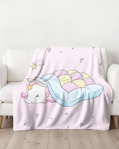 Kuscheldecke flauschig 150x200 cm, Einhorn Unicorn Wohndecke rosa, Sofadecke, Tagesdecke, Geschenk für Frauen, Kinder, Teenager - Decke flauschig weich & kuschelig in XXL Mädchengeschenk