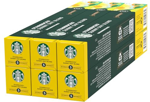 STARBUCKS Sunny Day Blend by Nespresso, Blonde Roast, Coffee Capsules 6 x 10 (60 Capsules)