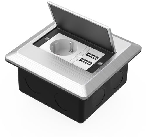 AXOTEN Wasserdichte Versenkbare Steckdose Küche Versenkbare Steckdose Bodensteckdose mit USB für Boden Tisch, Arbeitsplatte, Restaurant Küche