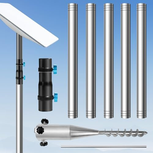 Starlink Stangenhalterung - 2,7 m Bodenpol-Montage-Set Mit Robuster Stange (3,8 cm Durchmesser), Ohne Erdanker, Gen 2 Rohradapter Enthalten