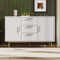 Merax Commode avec 2 portes et 3 tiroirs, blanche, moderne, avec beaucoup d'espace de rangement, étagère réglable, pieds en métal, pour couloir, chambre à coucher, salon, 120 x 40 x 75 cm