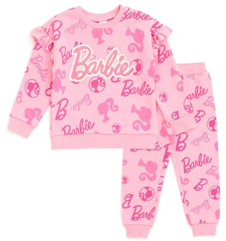 Barbie Completo con felpa e pantaloni da jogging con spalle cadenti, Rosa, 14-16