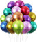 Metallic Luftballons Geburtstag, 50 Stück Helium Luftballons Bunt Helium Ballons, Geburtstags Ballon Party Deko Geburtstag, Metallicfarben Latex Ballons Bunt für Hochzeit, Babyparty, Geburtstagsdeko
