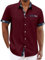 Men's Linen Short Sleeve Hawaiian Shirt for Summer - Red, Size L