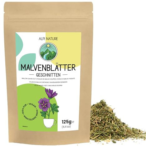Feuilles de Mauve 125g par Alpi Nature, Feuilles de Mauve Séchées et Coupées, Thé en Vrac