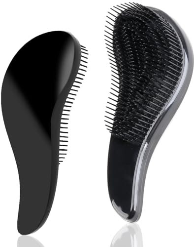 Brosse à Cheveux Anti-Nœuds pour Tous les Types de Cheveux - Démêlage Doux, Confortable et Efficace - Idéale pour Femmes, Hommes, et Enfants - Brosse Professionnelle de Qualité (Noir)