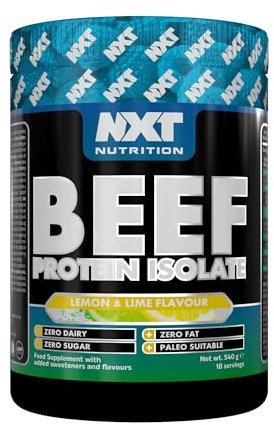 NXT Beef Protein Isolate 540g - High Protein Powder in Natural Amino Acids - Paleo, Keto Friendly - Dairy and Gluten Free | 540g - Lemon & Lime