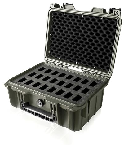 Cavol AC03 Etui à Couteaux pour 24 Couteaux pliants,Etui de Rangement pour Couteaux de Poche IPX7 Waterproof Hard Case Storage Box Organizer,Collection de Couteaux pliants étui Protecteur (Vert-24)