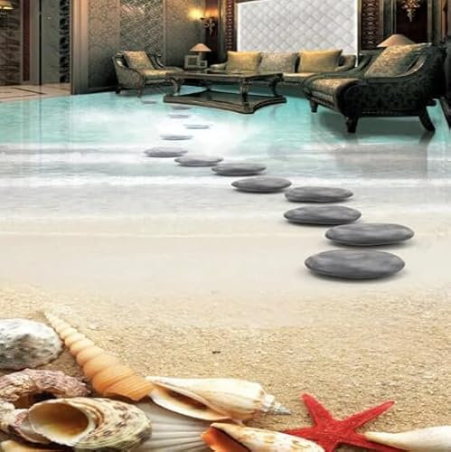 Custom Photo Wallpaper Beach Stone Mural Bathroom 3D Floor Tiles PVC Self Adhesive Waterproof Creative Home Decor Floor Sticker,430cmX300cm