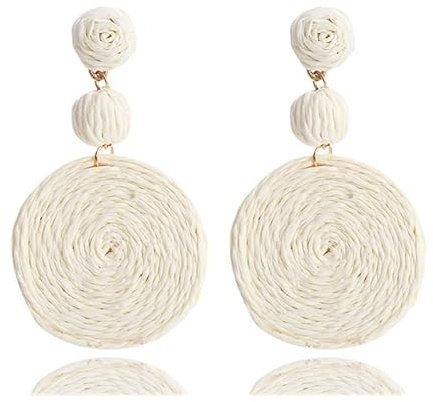 1 Paar Vintage Rattan Leichte Ohrringe Geometrische Boho Ohrringe Handgemachte Geflochtene Große Creolen Geburtstagsgeschenk, Bast