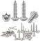 80 Pièces Vis à Tôle Autoforeuse, Vis a Bois Inox M4 x 20 mm, A2 V2A Vis Autotaraudeuse à Tête Plate, Filets Métriques Standard Inoxydable