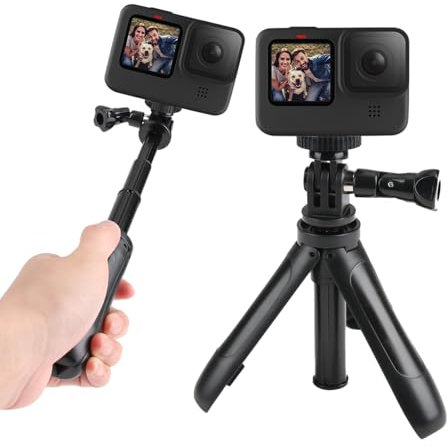 Selfie Stick for GoPro Mini Tripod Stand with Extension Pole Compatible with GoPro Hero 12/11/10/9/8/7/6/5 DJI Osmo Action Insta360 Ace AKASO and More Brand Action Sports Camera Portable