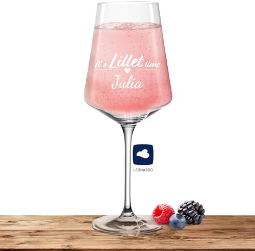 Leonardo Lilletglas PUCCINI 560ml It's Lillet time mit Namen oder Wunschtext graviert - personalisiertes Premium Lilletglas als Geschenkidee für Männer und Frauen