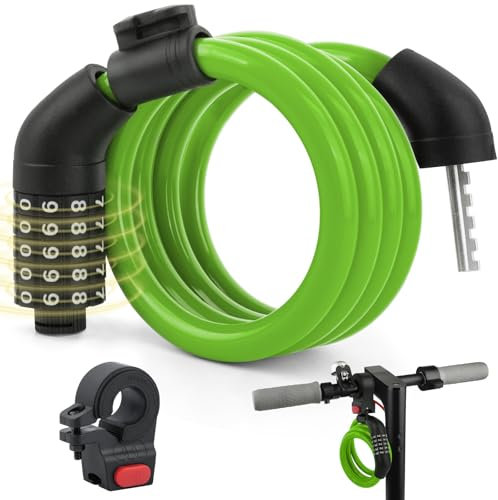 E scooter lock,1.2m/12mm antifurto ideale serratura a combinazione codice a 5 cifre serratura a combinazione serratura a cavo bici con grillo per Xiaomi M365/Pro2/Ninebot scooter/bicicletta blocco