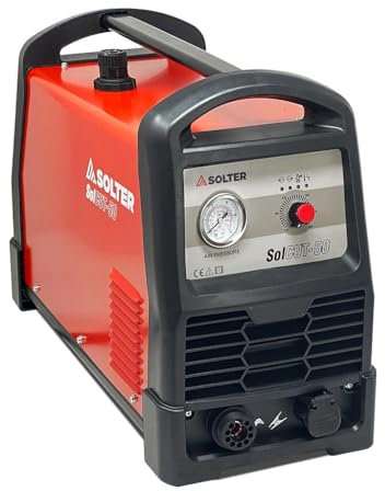SOLCUT 50 – Corte por Plasma Profesional, Alta Precisión y Durabilidad, 12 mm Acero y Aluminio, Tecnología Inverter, Portátil y Robusta, 230V Monofásico, Incluye Antorcha y Pinza de Masa