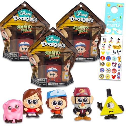 Gravity Falls Blind Bags, Party Favors, Pack of 3, Pack of 3 Disney Doorables, Gravity Falls, Mini Figure, Blind Bag Plus Stickers, More | Gravity Falls Figure for Children, Teens