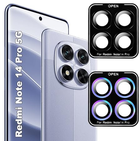 zZjoOoj Protection Objectif Caméra Arrière pour Xiaomi Redmi Note 14 Pro 5G & Xiaomi Poco X7 5G, Accessoire Verre Trempé Anti-Rayures Ultra Résistant Individuel Film, Multicolore + Noir