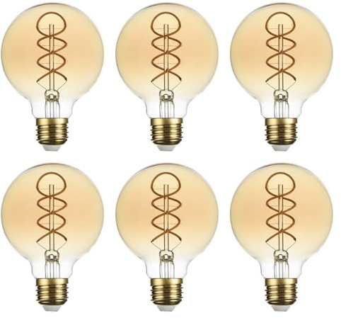 SD LUX G80 LED Globe Edison Bulb Nondimmable 6W 450lm Equi40W E27 2200K 6PC | Decorative Amber Light Bulb Vintage CRI>90 Warm White Perfect for dining room living room bedroom Pendant lamp