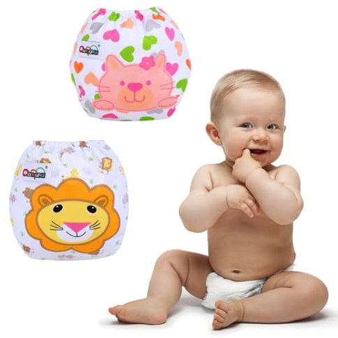 SGERUFZ 2 pezzo Pannolini Lavabili, Riutilizzabile Pannolini da Nuoto, Costume Pannolino Lavabili, Impermeabile Pannolino Piscina (0-3 Anni)