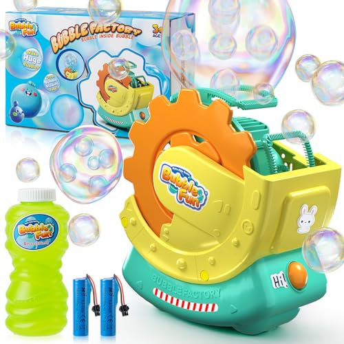 Rechargeable Bubble Machine for Kids–Extra Large Bubbles with Bubble-in-Bubble Effects,Automatic Bubble Maker Toy with 8oz Solution,Bubble Blower for Outdoor