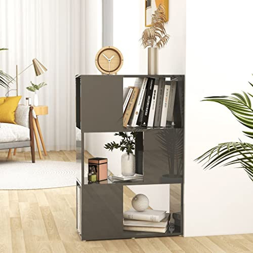UJCHVHN Item-Book Schrank Raumteiler Hochglanz Grau 60x24x94 cm Holzwerkstoff Regal Bücherregale & Standregale