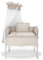 Baby Delux Beistellbett Set Babybett Komplett Set Stubenwagen weiß 90x40 mobil mit Rädern inkl. Bettwäsche Matratze (Royal Beige Rüsche)