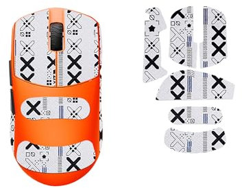 Tapis antidérapant pour souris compatible avec Fnatic x Lamzu MAYA X - Autocollant de souris antidérapant pour Lamzu Maya X - Couverture complète - Style imprimé (blanc)