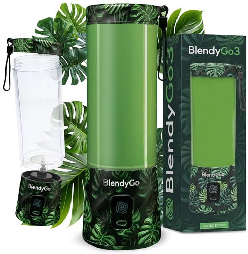 Blender portable BlendyGo 3, Mixeur, Blender Smoothie rechargeable USB, Mixeur Smoothie puissant sans fil, Mini Blender pour smoothies et jus, sans BPA, 550 ml (Monstera)