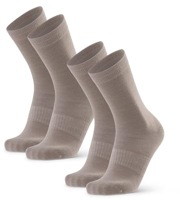 DANISH ENDURANCE Merino Wool Hiking Liner Socks, Low-Bulk Walking Socks, for Men & Women, Unisex, 2 or 4 Pack, Sand, 3-5