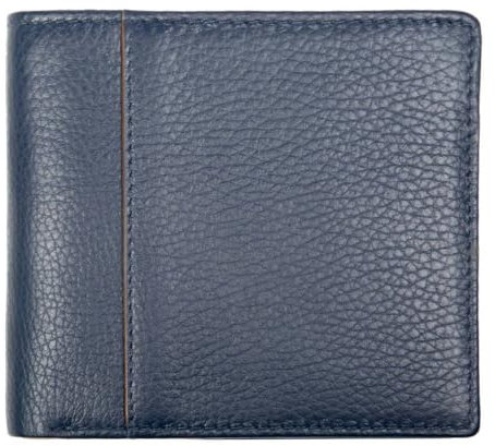 Dents Slim RFID Blocking Bifold Wallet in Pebble Grain Leather for Men, Navy/Cognac, One Size