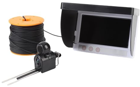 Depisuta Unterwasser-Angelkamera, 5 MP HD 1080P mit 195°-Weitwinkelobjektiv, 4,3-Zoll-LCD-Bildschirm, 1500 Nits Helligkeit, 50 M Kabel, Fischfinder für Eissee-Boots-Kajak-Angeln