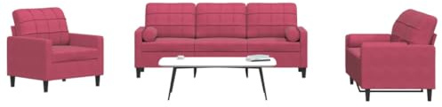 WEMYUFURN Samt Sofagarnitur 3-TLG mit Hocker, Metallgestell, weich und komfortabel für Wohnzimmer, Sitzgruppe Grau Modern