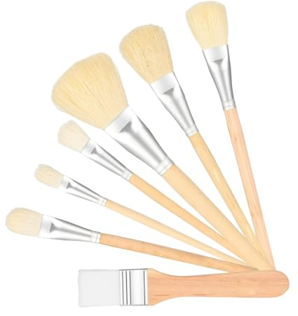 Lot de 7 pinceaux acryliques souples pour artistes dorés, éventails, kit de peinture professionnelle avec poignée robuste | pinceaux Makemop acrylique, toile, huile, dessin, L