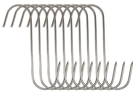 Creztail Meat Hooks, 5.12in Stainless Steel Butcher Hooks, Sausage Pricker for Smoker, Drying, Butchering, BBQ, Grilling (10PCS)