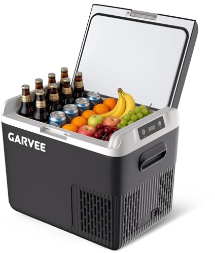 Garvee Nevera Portátil Para Coche 18L, Frigorífico Compresor -20~20°c, Enfriamiento Rápido a 0°c En 15 Min, Consumo 45W, Silencioso 43dB, Alimentación 12/24V DC y 100-240V AC, Ligera, Para Camión Camp