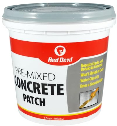 Red Devil 0644 Concrete Repair Patch, Cement Crack Fillter, Pre-Mixed, 1 Quart, Pack of 1, Gray, Made in USA