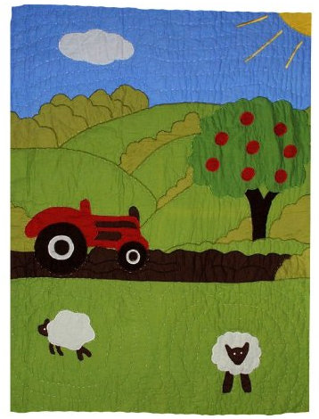 alles-meine.de GmbH Patchworkdecke 165 cm * 240 cm - Traktor Schaf Tier Baby Decke Kuscheldecke Kinder Plaid Kinderdecke