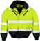 LeiKaTex Warnschutz-Pilotenjacke Winter gefüttert 4 in 1 Funktion mit Kapuze, Winddicht & Wasserabweisend für Herren und Damen (XXXL, Neongelb/Marine)