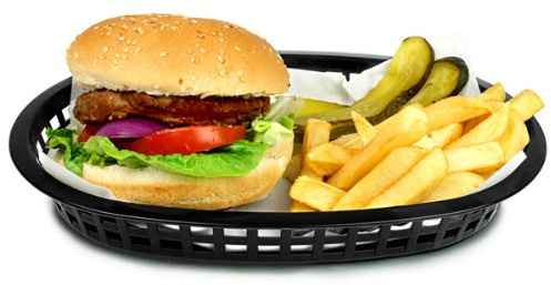 Tablecraft Chicago Oval Platter Basket Black 27x18x4cm | American Diner Basket, Plastic Basket, Serving Basket, Fast Food Basket