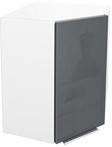 Berlioz Créations CG58HG Eckhängeschrank für Küche, in grauem Hochglanz, 58 x 58 x 70 cm, 100 Prozent französische Herstellung