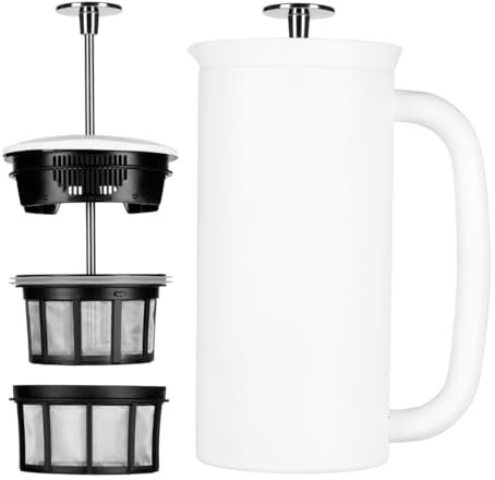 Espro, 18167, French AA8Press P7, Coffee Stamp Jug with Thermal Function, Coffee Maker, Coffee Maker, 550 ml, Matte White, Stainless Steel, 0.55 Litres