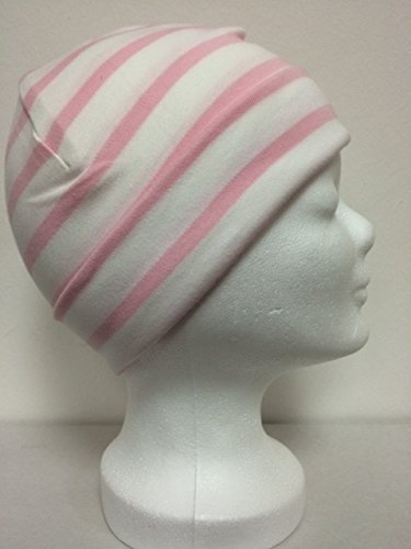 modAS Bretonische Rollmütze gestreift Verschiedene Größen und Farben (41 Weiss/rosa, 2 = bis 55cm Kopfumfang)