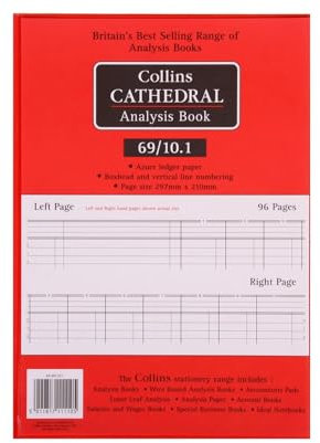 Collins 060416 69 Série Cathedral livre d'analyse, 10 colonnes de Trésorerie, 96 pages