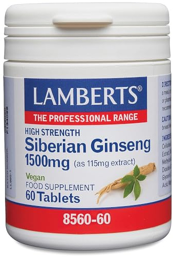 Lamberts Siberian Ginseng 1500mg – Standardised Extract with Eleutherosides – One-A-Day – 60 Tablets