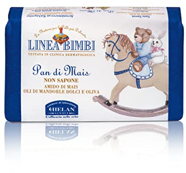 Helan, Linea Bimbi Bio – Pan di Mais Seifenfreies Waschstück, Maisstärke Sanftes Babybad, Pflegende und Feuchtigkeitsspendende Reinigung Empfindliche Haut mit Mandelöl und Olivenöl, Made in Italy 100g